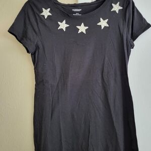 Women's Black Star Embellished Top
